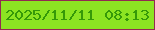 文字の大きさ：5、枠の色：922a51、背景の色：8ce422、文字の色：359908 無料ブログパーツのブログ時計