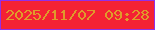 文字の大きさ：4、枠の色：922fe6、背景の色：f42233、文字の色：df9b2b 無料ブログパーツのブログ時計