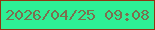 文字の大きさ：1、枠の色：923511、背景の色：2eef95、文字の色：7c6f4f 無料ブログパーツのブログ時計