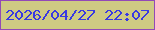 文字の大きさ：2、枠の色：9249b7、背景の色：ceca83、文字の色：3839e2 無料ブログパーツのブログ時計