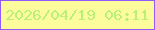 文字の大きさ：1、枠の色：925cfd、背景の色：fdfc9c、文字の色：b9f079 無料ブログパーツのブログ時計
