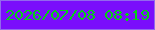 文字の大きさ：2、枠の色：9269ed、背景の色：7a0efb、文字の色：04d114 無料ブログパーツのブログ時計