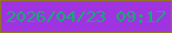文字の大きさ：5、枠の色：927426、背景の色：9f33e0、文字の色：0db36c 無料ブログパーツのブログ時計