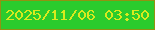 文字の大きさ：3、枠の色：929212、背景の色：2bcb2d、文字の色：d8ea1e 無料ブログパーツのブログ時計