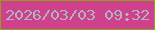文字の大きさ：5、枠の色：929f16、背景の色：cf408d、文字の色：b0b4c1 無料ブログパーツのブログ時計