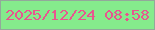 文字の大きさ：5、枠の色：92a99a、背景の色：85eb8c、文字の色：e8558f 無料ブログパーツのブログ時計