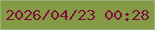文字の大きさ：1、枠の色：92b27e、背景の色：849a44、文字の色：7e1139 無料ブログパーツのブログ時計