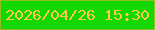 文字の大きさ：1、枠の色：92be25、背景の色：13d806、文字の色：fec946 無料ブログパーツのブログ時計