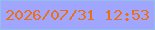 文字の大きさ：4、枠の色：92bee7、背景の色：a0a6fd、文字の色：eb6f16 無料ブログパーツのブログ時計