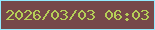 文字の大きさ：5、枠の色：92eafe、背景の色：764849、文字の色：b5ce57 無料ブログパーツのブログ時計