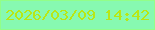 文字の大きさ：1、枠の色：92fe89、背景の色：87f9b1、文字の色：b8e715 無料ブログパーツのブログ時計