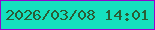 文字の大きさ：1、枠の色：9304cd、背景の色：15e0be、文字の色：2a5d35 無料ブログパーツのブログ時計