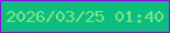 文字の大きさ：5、枠の色：9306e9、背景の色：0bbe7f、文字の色：7ae685 無料ブログパーツのブログ時計