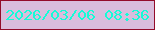 文字の大きさ：3、枠の色：930c2a、背景の色：d9bddc、文字の色：15fcd7 無料ブログパーツのブログ時計