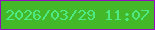 文字の大きさ：3、枠の色：930fbc、背景の色：43b828、文字の色：4fe983 無料ブログパーツのブログ時計