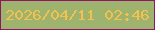 文字の大きさ：4、枠の色：931465、背景の色：9eb46e、文字の色：f4c14e 無料ブログパーツのブログ時計