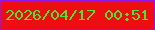 文字の大きさ：2、枠の色：9316e8、背景の色：ef0d12、文字の色：51e32a 無料ブログパーツのブログ時計