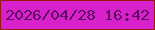 文字の大きさ：1、枠の色：931b0f、背景の色：d820cb、文字の色：5e0c60 無料ブログパーツのブログ時計