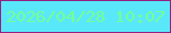 文字の大きさ：5、枠の色：932180、背景の色：59e8fa、文字の色：74ff97 無料ブログパーツのブログ時計