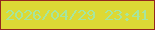 文字の大きさ：2、枠の色：93271f、背景の色：dcd935、文字の色：a6e59f 無料ブログパーツのブログ時計