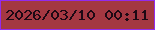 文字の大きさ：5、枠の色：932bed、背景の色：a43842、文字の色：1d0914 無料ブログパーツのブログ時計