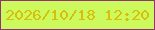 文字の大きさ：1、枠の色：933274、背景の色：ccf95c、文字の色：d9bd0a 無料ブログパーツのブログ時計