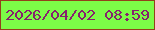 文字の大きさ：5、枠の色：93411a、背景の色：7cfc47、文字の色：86226d 無料ブログパーツのブログ時計