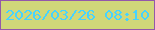 文字の大きさ：1、枠の色：9358aa、背景の色：d0d779、文字の色：46d3ff 無料ブログパーツのブログ時計