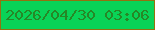文字の大きさ：1、枠の色：93720f、背景の色：09d357、文字の色：268826 無料ブログパーツのブログ時計