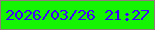 文字の大きさ：4、枠の色：937a7a、背景の色：15f402、文字の色：3e01fa 無料ブログパーツのブログ時計
