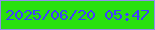 文字の大きさ：1、枠の色：938dee、背景の色：29e00f、文字の色：3f3efd 無料ブログパーツのブログ時計
