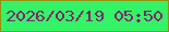 文字の大きさ：5、枠の色：939010、背景の色：34f367、文字の色：7e266c 無料ブログパーツのブログ時計