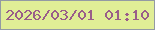 文字の大きさ：4、枠の色：939aa3、背景の色：e0ee96、文字の色：995d89 無料ブログパーツのブログ時計