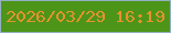 文字の大きさ：1、枠の色：93afc4、背景の色：4d9519、文字の色：e5922d 無料ブログパーツのブログ時計