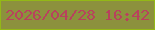 文字の大きさ：2、枠の色：93b816、背景の色：8c913d、文字の色：b8425d 無料ブログパーツのブログ時計