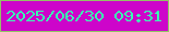文字の大きさ：3、枠の色：93c266、背景の色：cd05ca、文字の色：39ffb4 無料ブログパーツのブログ時計
