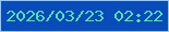 文字の大きさ：1、枠の色：93c6fb、背景の色：084bb9、文字の色：59ddba 無料ブログパーツのブログ時計