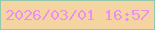 文字の大きさ：5、枠の色：93c8af、背景の色：f4d4a0、文字の色：ea91eb 無料ブログパーツのブログ時計