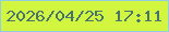 文字の大きさ：4、枠の色：93cde1、背景の色：d2f63f、文字の色：47746f 無料ブログパーツのブログ時計