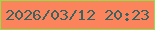 文字の大きさ：5、枠の色：93dd47、背景の色：fc845d、文字の色：3b6461 無料ブログパーツのブログ時計