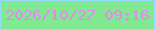 文字の大きさ：4、枠の色：93ddff、背景の色：80e992、文字の色：e588ef 無料ブログパーツのブログ時計