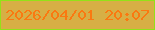 文字の大きさ：5、枠の色：93e218、背景の色：d7af45、文字の色：fa7911 無料ブログパーツのブログ時計