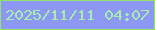 文字の大きさ：4、枠の色：93e364、背景の色：8c98f3、文字の色：a7edab 無料ブログパーツのブログ時計