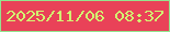 文字の大きさ：2、枠の色：93e58e、背景の色：e94258、文字の色：d2fb71 無料ブログパーツのブログ時計