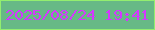 文字の大きさ：4、枠の色：93ee6f、背景の色：67b986、文字の色：d537ff 無料ブログパーツのブログ時計