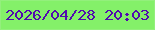 文字の大きさ：1、枠の色：93ef7c、背景の色：84f069、文字の色：510bae 無料ブログパーツのブログ時計