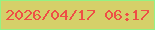文字の大きさ：3、枠の色：93f284、背景の色：d5d069、文字の色：ee4f46 無料ブログパーツのブログ時計