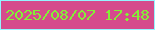 文字の大きさ：2、枠の色：93f5ff、背景の色：d54b8c、文字の色：82f136 無料ブログパーツのブログ時計