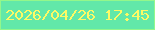 文字の大きさ：1、枠の色：93f78b、背景の色：62e8a9、文字の色：fdfa65 無料ブログパーツのブログ時計
