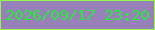 文字の大きさ：1、枠の色：93f846、背景の色：9881b9、文字の色：29e93d 無料ブログパーツのブログ時計